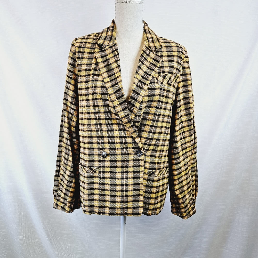 Free People We the Free Plaid Blazer X-small